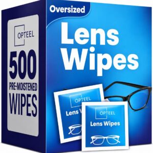 OPTEEL Lens Wipes for Eyeglasses - Pre-moistened Eyeglass Lens Cleaning Wipes - 500 Lens Wipes Individually Wrapped Sracth-Free Streak-Free Eye Glasses Wipes Lens Cleaner for Sunglass & Camera Lens