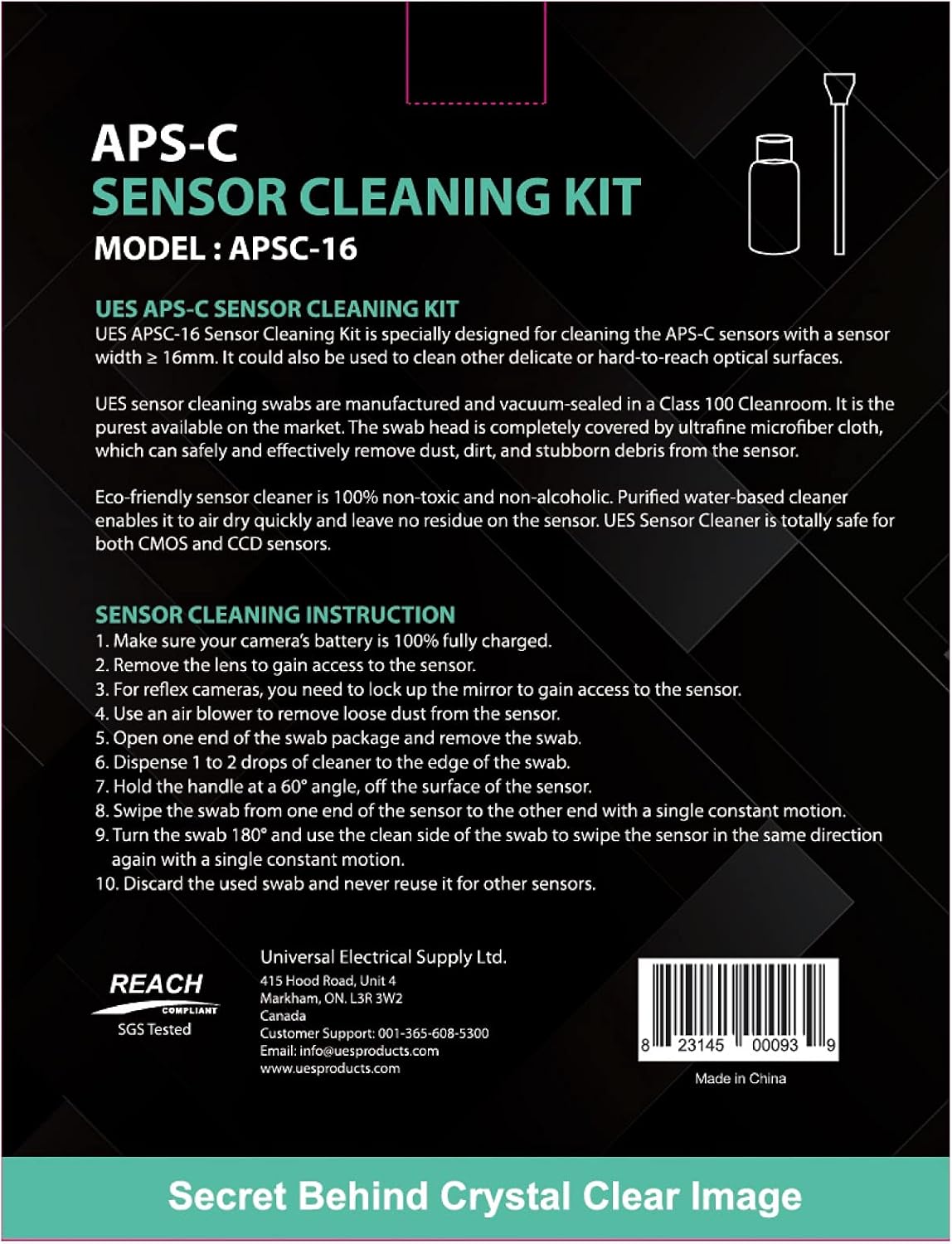 UES APS-C Camera Sensor Cleaning Kit (14 x 16mm Swabs + 15ml Solution) - Image 9