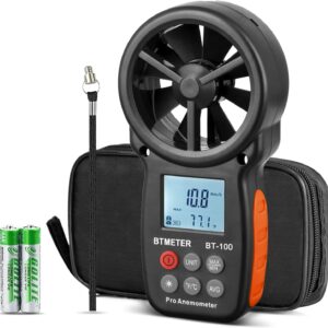 BTMETER BT-100 Handheld Anemometer, Digital Wind Speed CFM Meter Gauge Air Flow Velocity Tester for HVAC Shooting Drone, Wind Chill, 14℉-113℉ Wind Temperature